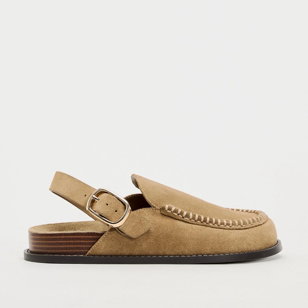 zara flat suede clogs brown size 6